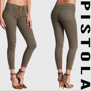 Pistola Green Ankle Zip Fray Jeans